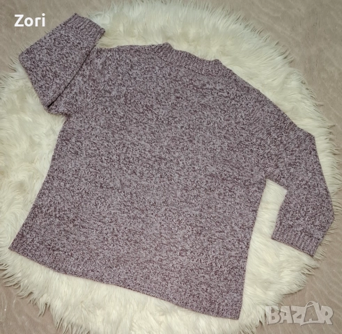 РАЗКОШНА блуза в бежово-бордо-сребрист меланж за гръдна обиколка от 126см до 148см, снимка 6 - Блузи с дълъг ръкав и пуловери - 52960520