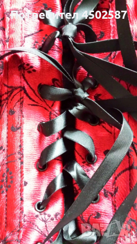 Комплект червен корсет със жартиери и прашки, снимка 7 - Корсети, бюстиета, топове - 51884806