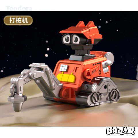Подвижен робот играчка с дизайн на строителна машина , снимка 5 - Фигурки - 43118820