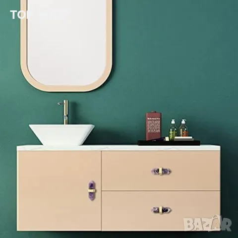 Нови 2 броя Луксозни кристални дръжки за мебели - естествен аметист, снимка 4 - Други стоки за дома - 49956841