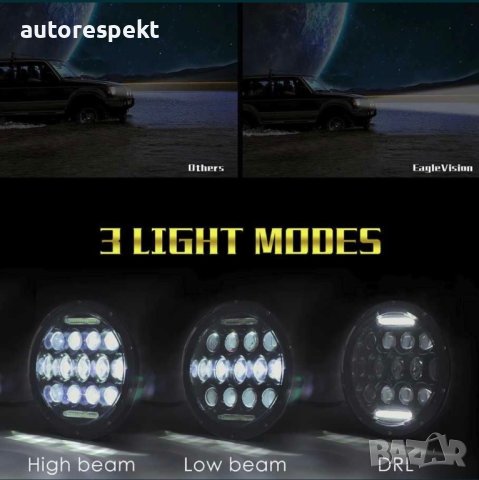 LED Фар 7 инча за вграждане на джип 0835 NEW NEW !!!, снимка 4 - Аксесоари и консумативи - 43756255