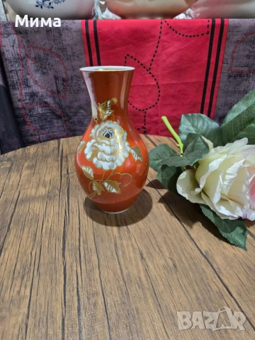 Винтидж немска оранжева вазичка, снимка 7 - Вази - 52510958