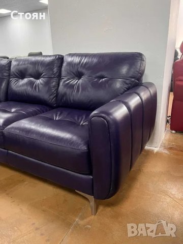 Лилав кожен ъглов диван, снимка 10 - Дивани и мека мебел - 40781388