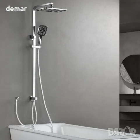 Комплект квадратни релси за душ SonTiy, XXL глава и комплект маркучи