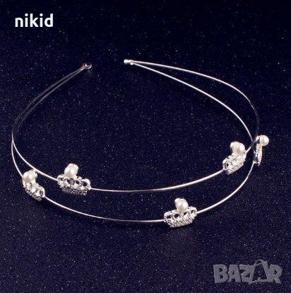 2 ленти с малки коронки диадема детска дамска