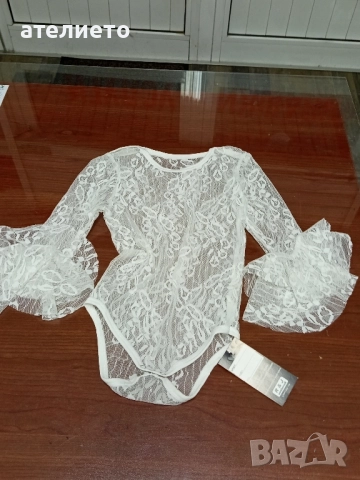 дантелено детско боди цвят екрю ,айвъри, снимка 4 - Бодита за бебе - 52307140