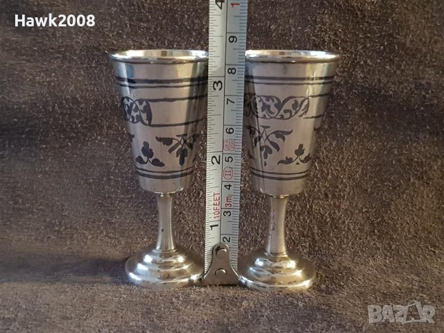 Сребърни сребро с позлата и ниело чифт руски перфектни чашки чаша, снимка 7 - Антикварни и старинни предмети - 39567516