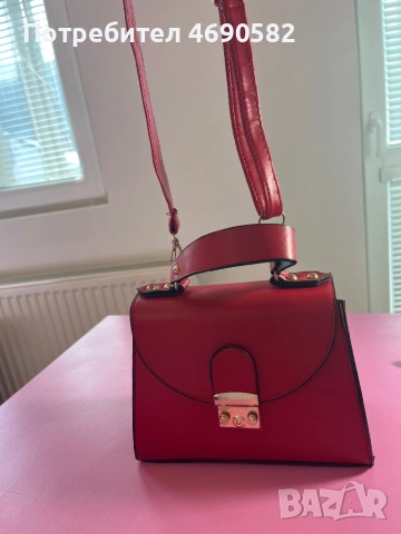Червена чанта от еко кожа, снимка 3 - Чанти - 53046477