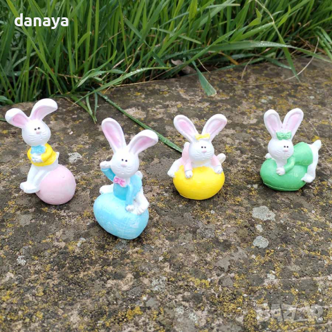 4619 Мини сувенир фигурка Зайче с яйце в подаръчна торбичка, снимка 6 - Декорация за дома - 44909078