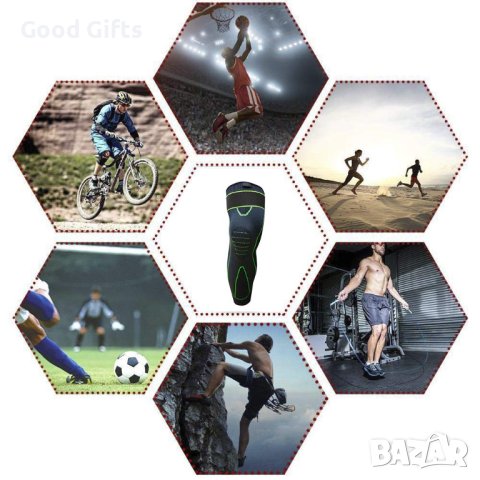 Еластични Спортни дишащи наколенки за стягане на коляното, Удължени, снимка 5 - Наколенки - 43879382