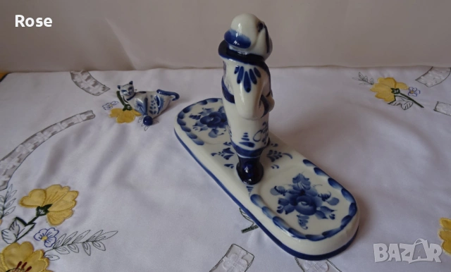 Гжелски рисувани фигури, Русия, СССР, винтидж, снимка 4 - Антикварни и старинни предмети - 53583475