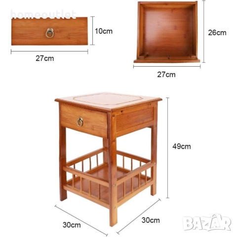 ПРОМОЦИЯ Бамбукова масичка с ретро дизайн UNHO XJJ227-S-G1, снимка 6 - Маси - 52627238