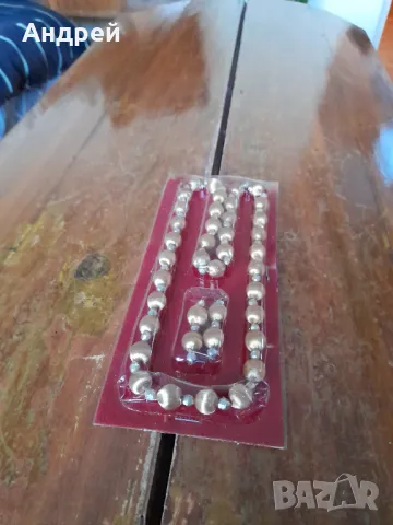 Стар комплект Копринен гердан и обици