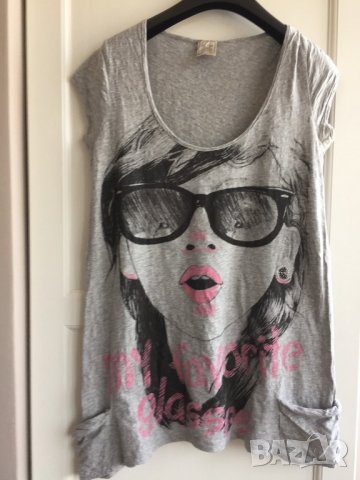 Дамска тениска PULL&BEAR оригинал, size M, 100%памук, като туника, много запазена, снимка 3 - Тениски - 29007220