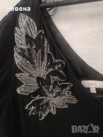 Черна Рокля официална с един ръкав, L, снимка 4 - Рокли - 43088472