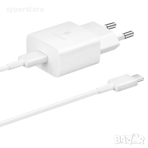 Адаптер + Кабел USB-C Charger, 15W Samsung + Type C Cable, White SS300962, снимка 1 - Друга електроника - 39155064