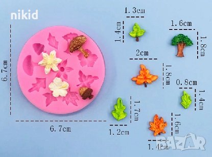 Цвете цветя каркаде листо листа гъба малки силиконов молд форма фондан декор , снимка 3 - Форми - 43204224