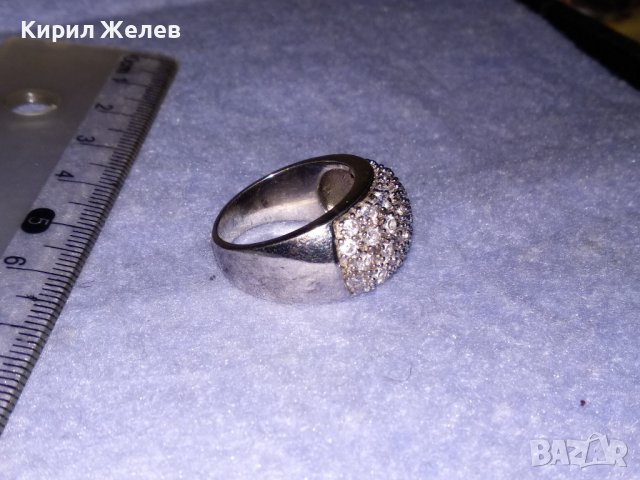 ПРЕКРАСЕН СКЪПОЦЕНЕН СРЕБЪРЕН ФЕШЪН ПРЪСТЕН СРЕБРО 925 с МНОГО ФАСЕТИРАНИ БЛЕСТЯЩИ ЦИРКОНИ 34426, снимка 8 - Пръстени - 39507258