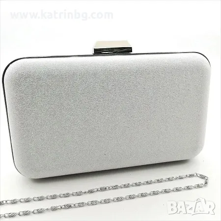 Булчинска чанта клъч със ситен брокат бяла| Сватбена 