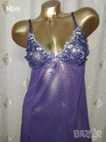 MarCollection S Тъмно лилава нощница с богата бродерия на бюста , снимка 3 - Нощници - 43262882