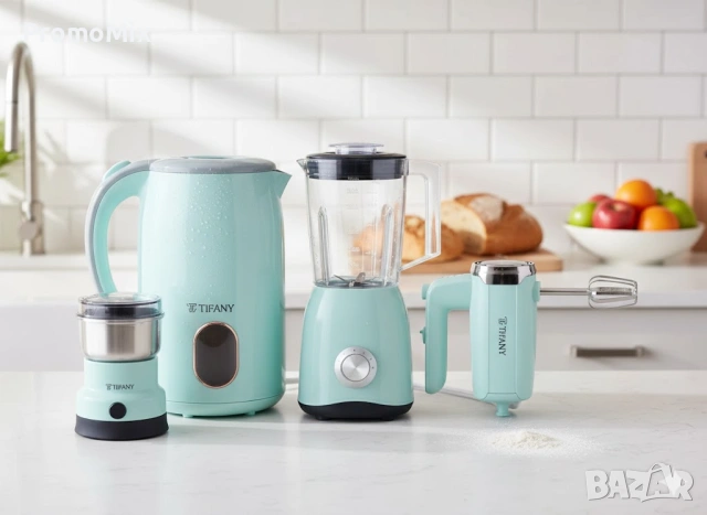 Комплект кухненски уреди 4в1 Tiffany TF777 Блендер Чопър Кафемелачка Кана за вода Миксер, снимка 2 - Блендери - 53417251