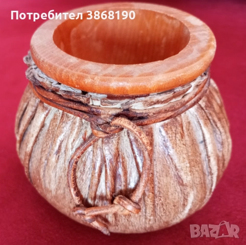 Винтидж Ръчно изработена чаша шейкър за зарове от кожа и дърво, снимка 5 - Антикварни и старинни предмети - 52508832