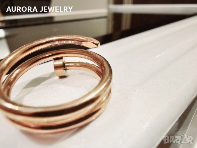 CARTIER Nail Juste un Clou Double Rose Gold Diamonds Пръстен Пирон, снимка 7 - Пръстени - 53237970