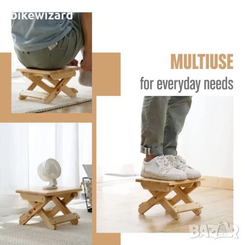 Мини сгъваем дървен стол, преносим за пътуване, за дома и градината НОВ, снимка 4 - Столове - 53458299