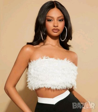 Бял топ с пера пух, снимка 1