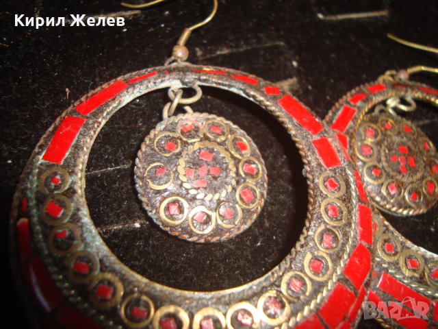 СТАРИННИ ЮВЕЛИРНА МАЙСТОРСКА ЕТНО ИЗРАБОТКА БРОНЗОВИ ОСМАНСКИ ОБЕЦИ с ЕСТЕСТВЕН ЧЕРВЕН КОРАЛ 11907, снимка 7 - Антикварни и старинни предмети - 32317845