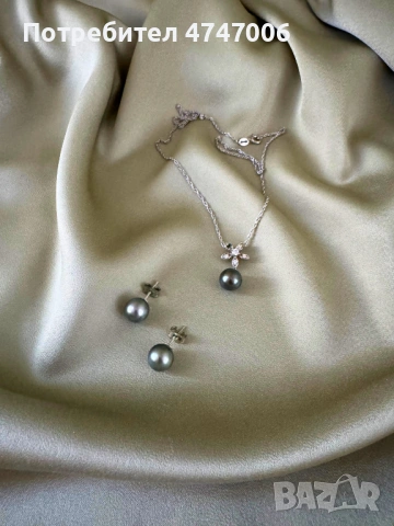 Комплект бижута с истински таитянски (френски полинезийски) перли