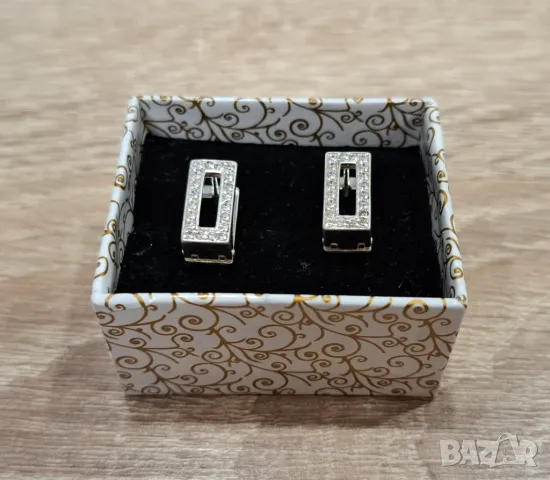 НОВИ Сребърни обеци с цирконии, снимка 1