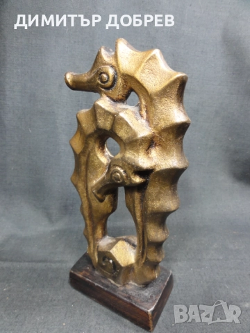 СТАРА РЕТРО БРОНЗОВА СТАТУЕТКА МОРСКИ КОНЧЕТА, снимка 3 - Антикварни и старинни предмети - 52329817