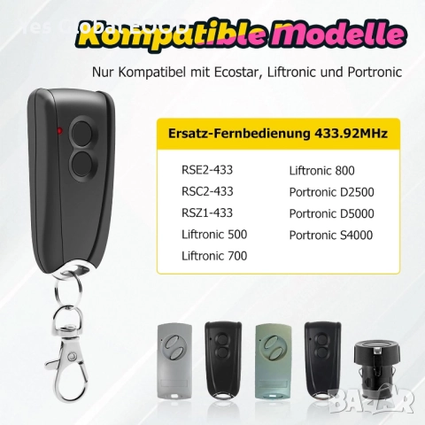 Дистанционно за гараж EcoStar RSC2 433.92MHz 4 канала