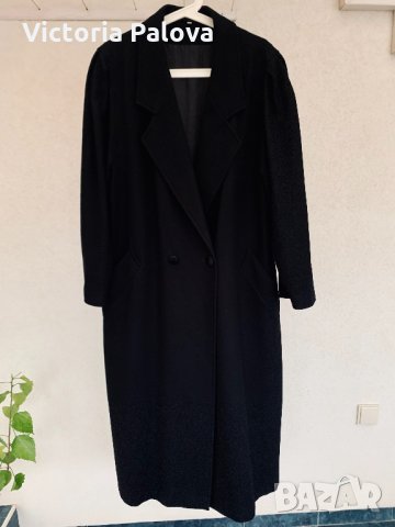 Дълго черно модерно палто,80% вълна, снимка 7 - Палта, манта - 35519840