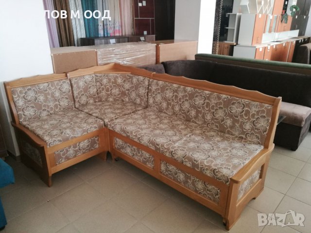 по поръчка с избор на дамаска: Кухненски ъгъл разтегателен масив Класик Размери 195/124/ 83 см, снимка 2 - Дивани и мека мебел - 37154236