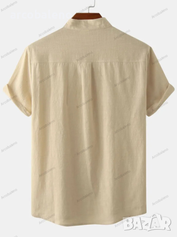 Мъжка памучна риза с яка и къс ръкав, 7цвята , снимка 13 - Ризи - 44901208