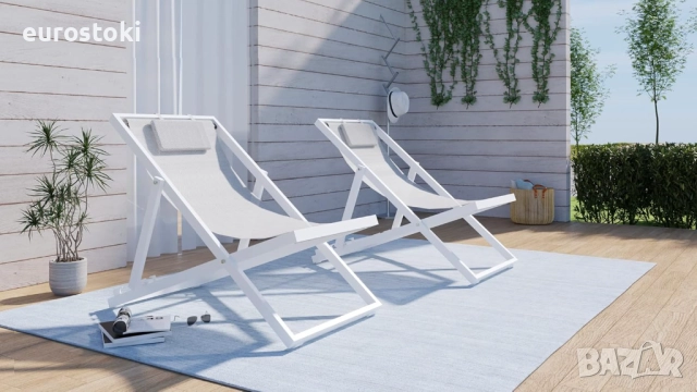 Сгъваем алуминиев шезлонг Duramax Newport,  накланяща се седалка с удобна облегалка за глава, сгъвае, снимка 4 - Градински мебели, декорация  - 51784842