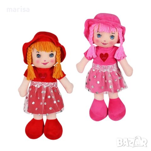 Мека парцалена кукла с модерна рокля и шапка, 45 см, варианти Код: 55602, снимка 3 - Кукли - 44016968