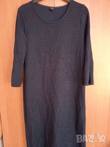 Синя рокля с блестящи нишки, снимка 2 - Рокли - 35237666