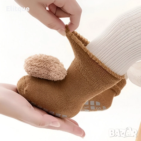 Неплъзгащи се бебешки чорапи с дизайн на мече - Незаменим комфорт и безопасност, снимка 9 - Бебешки чорапи - 52853478