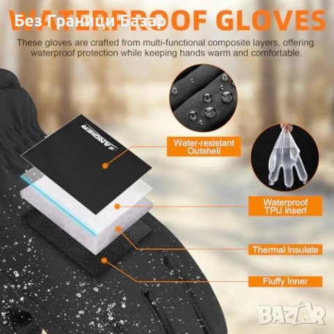 Нови Топли зимни ръкавици с тъчскрийн и еластичен маншет за студ зима, снимка 4 - Ръкавици - 53099880