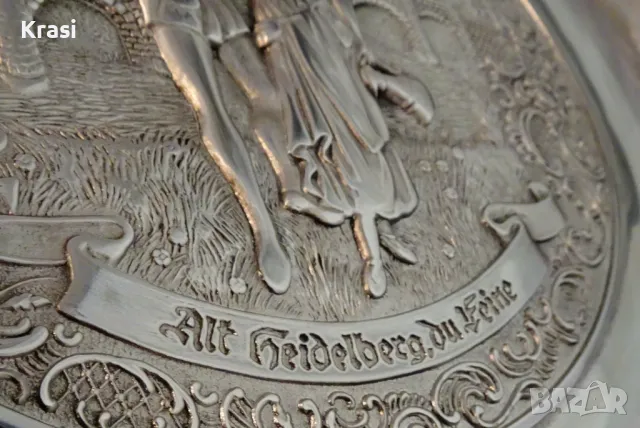 Калаена чиния,пано,картина Влюбени 31 см.,калаена сватба. , снимка 8 - Антикварни и старинни предмети - 47644067