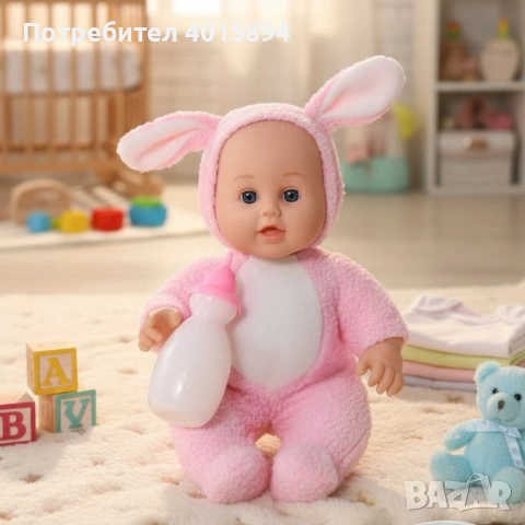 Интерактивна кукла бебе с костюм на животно – говори, смее се и плаче (30 см), снимка 8 - Кукли - 53159954