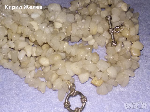 ПРЕКРАСНО КОЛИЕ ОГЪРЛИЦА от НАТУРАЛЕН БЯЛ ОПАЛ КАМЪЧЕТА РЪЧНО НАНИЗАНИ 34675, снимка 11 - Колиета, медальони, синджири - 39190636