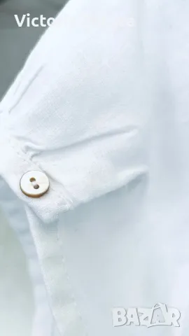 Бяла ленена блуза-риза CHRISTIAN BERG, снимка 6 - Ризи - 49875455
