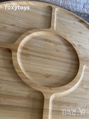 Въртяща се бамбукова дъска за сирена, мезета, плодове, ядки и други, снимка 12 - Чинии - 53203482