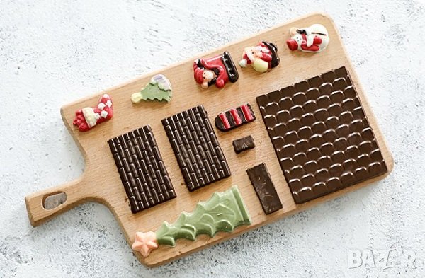 3 части 3d шоколадова Коледна къща къщичка Поликарбонатна пластмасова калъп молд за шоколад, снимка 3 - Форми - 27444157