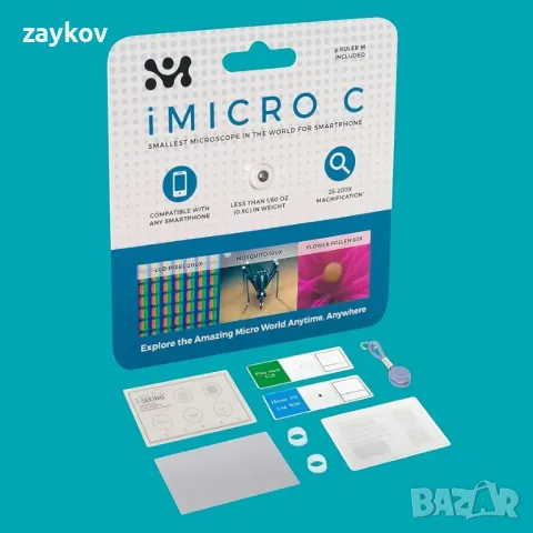 iMicro C обектив за камера за iPhone, мини микроскоп работи само с iPhone, 25X-200X, снимка 2 - Друга електроника - 47791935