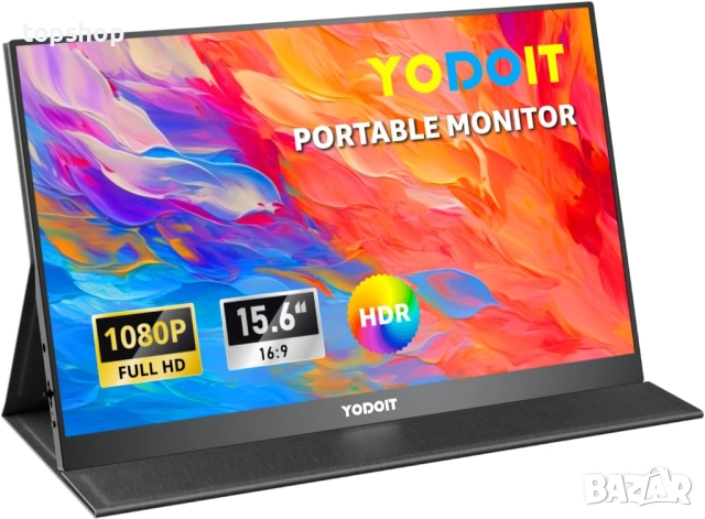 Преносим монитор Yodoit 15.6” 1920×1080 FHD екран IPS дисплей с USB Type-C